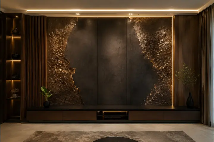 Charcoal panel wall finish